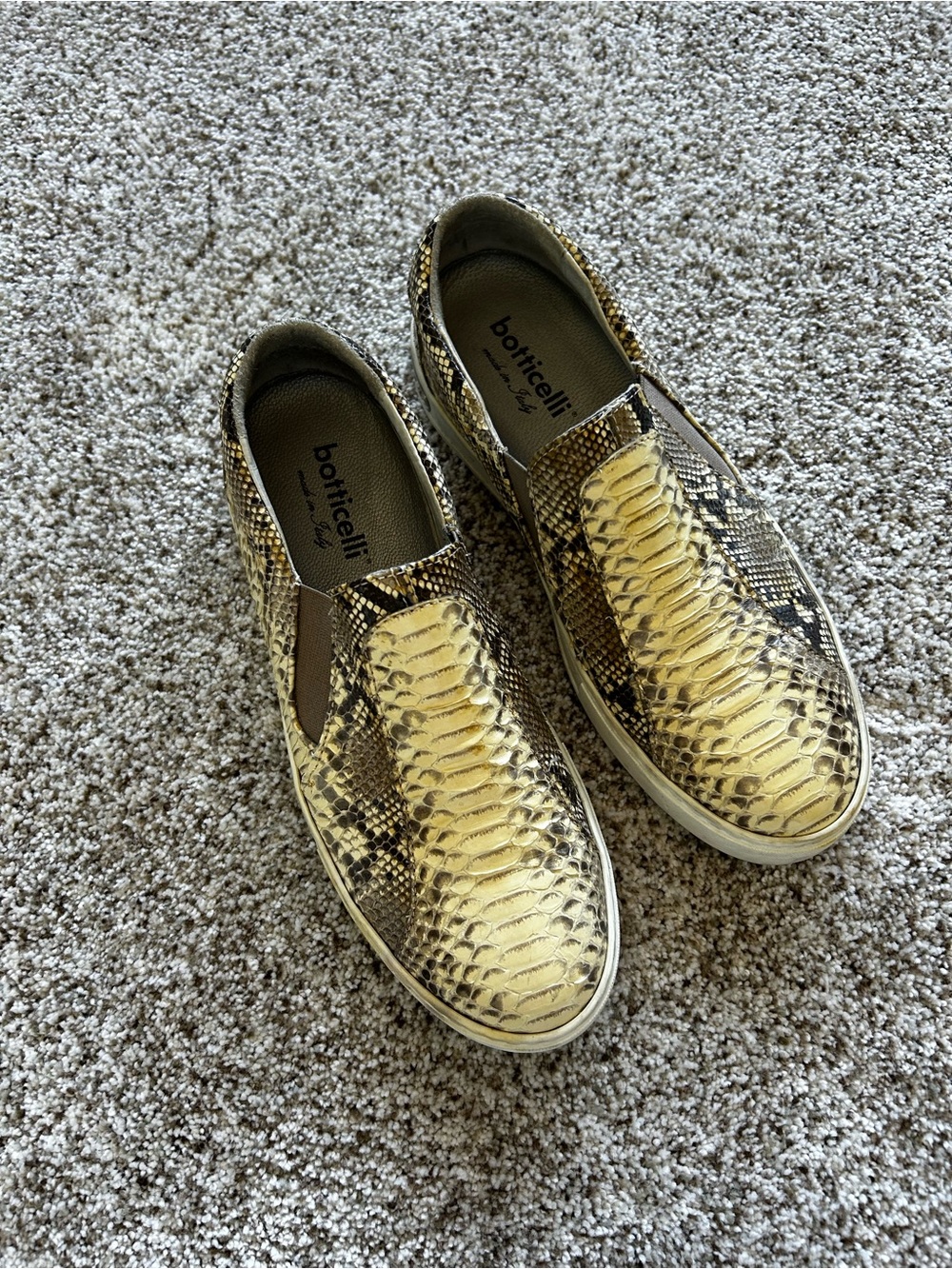 Roberto Botticelli Gold Snake-Print Slip-On Loafers